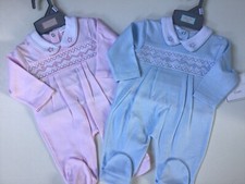 Baby boys girls Spanish style smocked stars baby grow Cotton 0-3 3-6 6-9 months