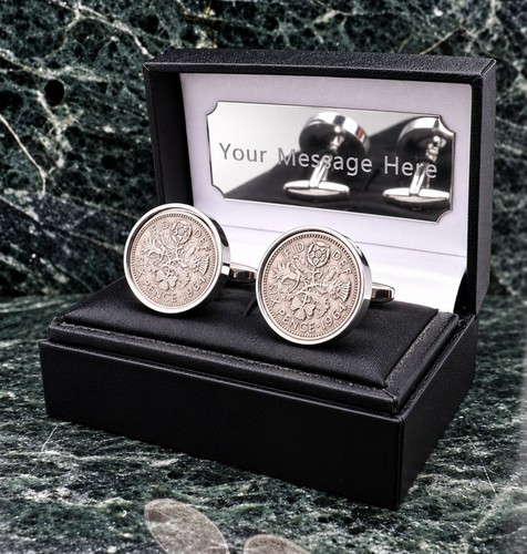 1964 sixpence coin cufflinks - coin,