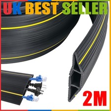 2M Black Floor Cable Protector | Rubber Wire Cover | Cable Tidy | UK STOCK