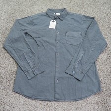 NWT Rowan Shirt Mens Large Gray Everett Poplin Button Up Cotton Casual Pocket