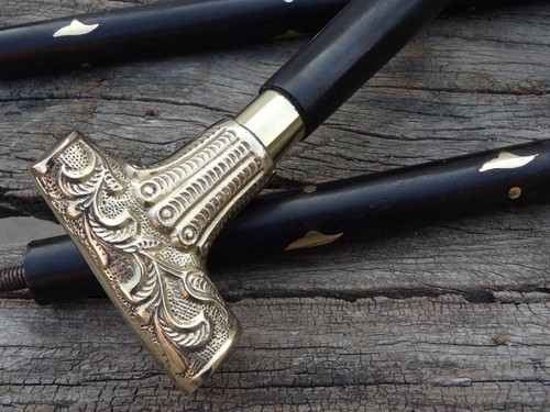Black brass walking stick - black,