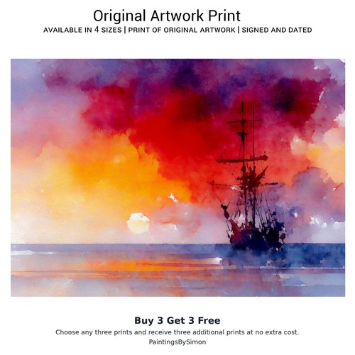 Sunset sailing ship - |, on
