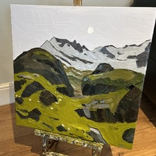 Welsh oil painting - ‘Moon over Crib Goch’ - in the style of Kyffin Williams