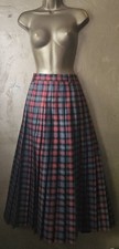 Choice By Danwear Vintage Red Tartan Pleated Midi Skirt, UK s.12, Lined, Zip