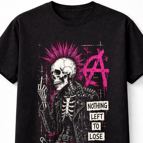 Punk skeleton mohawk skull - skeleton,