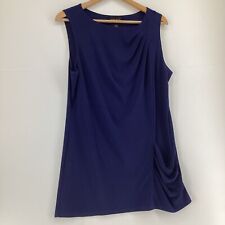 Attitudes By Renee Womens Top Size L Navy Blue Sleeveless Tunic Gathered Detail 
