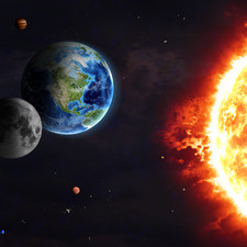 Earth, Moon, and Sun Wall