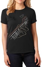 Guitar Hands Women T-Shirt Music Metal Goth Punk Skeleton Skull Ladies Girls Top