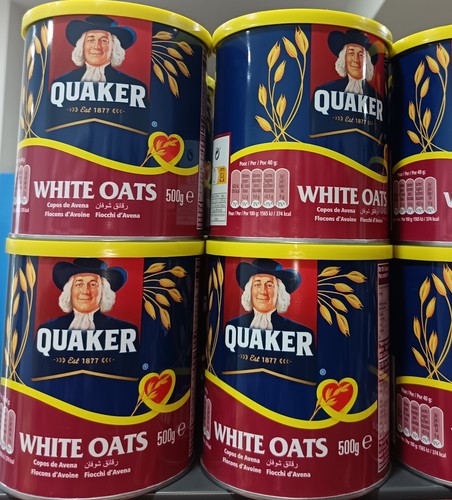 Tins quaker white oats - tins,