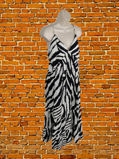 NEXT ZEBRA DRESS SZIE UK 14 COTTON WOMENS MYLEENE KLASS BLACK WHITE STRAPPY MAXI