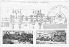 Four Cycle Gas Engines Driven by Blast Furnace Gas - 2x Old Engineer Prints 1905