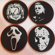 Horror Coaster Set | Michael Jason Chucky Ghost Face + Holder 3D Printed