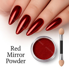 Red Mirror Nail Art Powder Chrome Platinum Shimmer Christmas Gift Dust Pigment