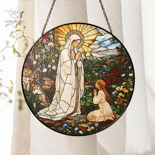 Lady lourdes stained glass - stained,