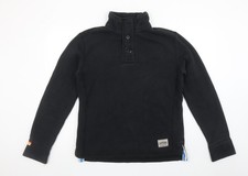 Superdry Men's Black Henley Sweatshirt Size M Fleece Cotton Blend