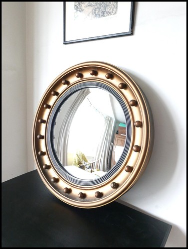 Antique round convex mirror - antique,