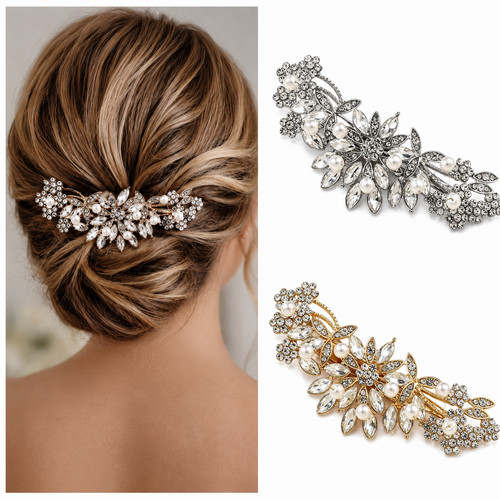 Crystal hair clips silver - hair,