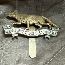 QUEENS OWN YEOMANRY.BI-METAL ARMY CAP BADGE