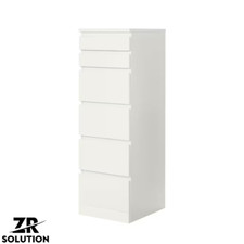 MALM Chest of 6 Drawers White/Mirror Glass 40x123 cm Bedroom Storage Organizer
