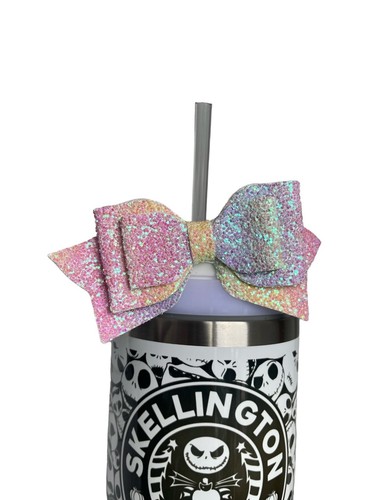 Glitter bow straw topper cover - bow,