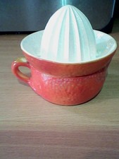 Ceramic Lemon Squeezer Juicer, White And Orange