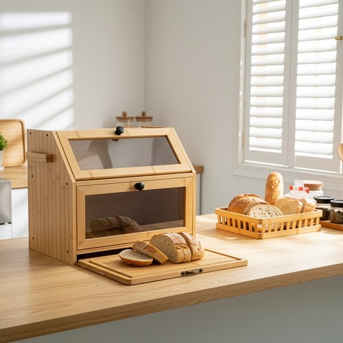 Large bread bin - large, bamboo
