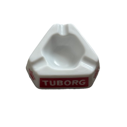 Tuborg white glass ashtray - tuborg,