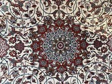 Stunning Shah period Per sian Rug – Wool on Silk with Silk Highlights Handwoven 