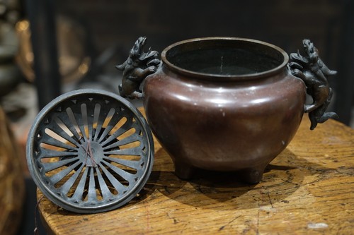 Japanese meiji bronze - bronze, incense