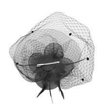 Women Ladies Fascinator Hat with Veil Wedding Hat Party Pillbox Hat Bowler Black