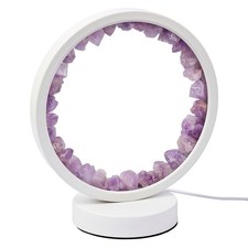 Crystal Amethyst Round USB Lamp | Genuine Raw Amethyst | Healing Light Decor |