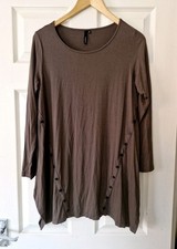 YONG KIM Brown Tunic Top UK10 Bust 38" VGC Spring Summer Lightweight