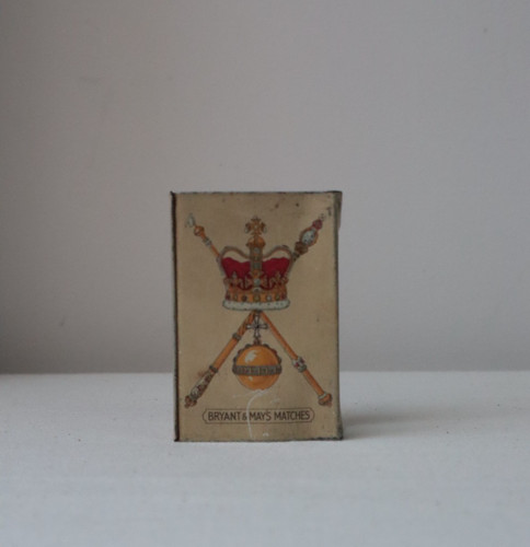 Vintage metal match - metal, box/vesta