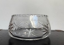 Vintage Cut Glass Crystal Fruit Bowl desert dish trifle bowl inscription 