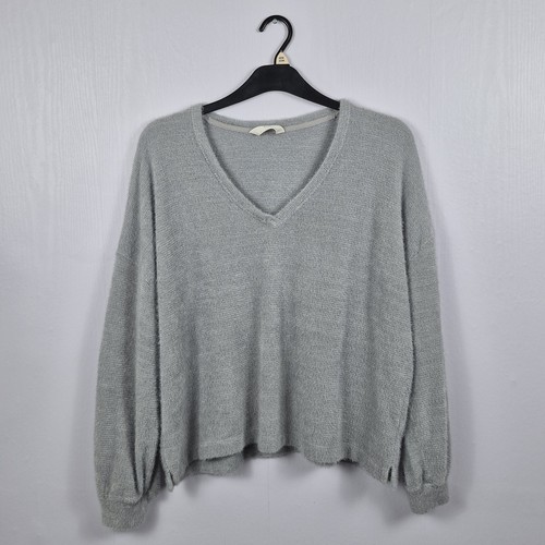 Grey eyelash knit v neck - eyelash, v-neck