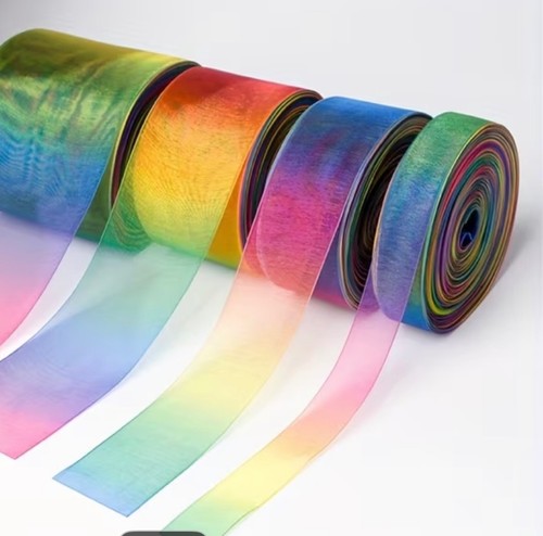 Rainbow sheer organza - rainbow,