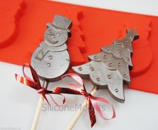 Snowman Christmas Tree Silicone Mould Chocolate Candy Cake Decorating Wax Melt