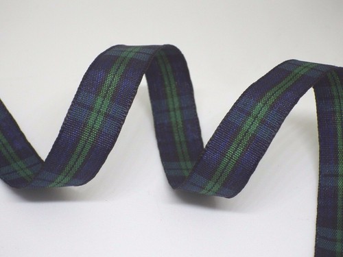 Tartan ribbon 12mm - tartan, or
