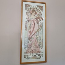 Mucha Moet Chandon Framed Vintage Print 64cm X 28cm Interior Design Wall Hung 