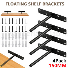 4x Heavy Duty Floating Shelf Brackets Hidden Support for Concealed Wood Shelves