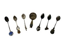 Souvenir Spoons Plated Collectible Seven Assorted Teaspoons Job Lot