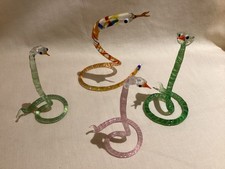 Vintage Small Handmade Blown Glass Snake Bundle Figurines Murano Glass Style