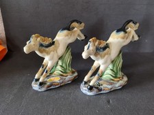PAIR OF VINTAGE BUCKING HORSES CHINA FIGURINES/ORNAMENTS