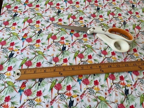 Tropical bird cotton fabric - , 1