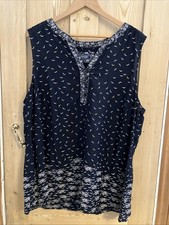 Ladies Maine New England Sleeveless Top - Size 22 - Navy - Bird Print - Lovely!