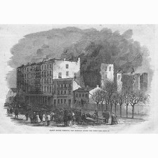 CANADA Rossin House Toronto after the Fire - Antique Print 1863
