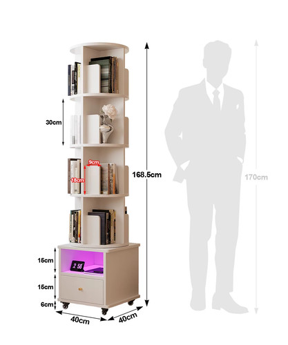 White rotating bookshelf - white,