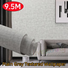 Plain Grey Textured Wallpaper Embossed Thick Woven Linen:Effect.Wall Paper.Decor
