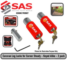 2x SAS Heavy Duty Caravan Tourer Trailer Corner Steady Stabiliser Leg Lock