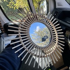 Rattan Sunburst Wall Hanging Mirror Vanity Entrance Living Room Entryway